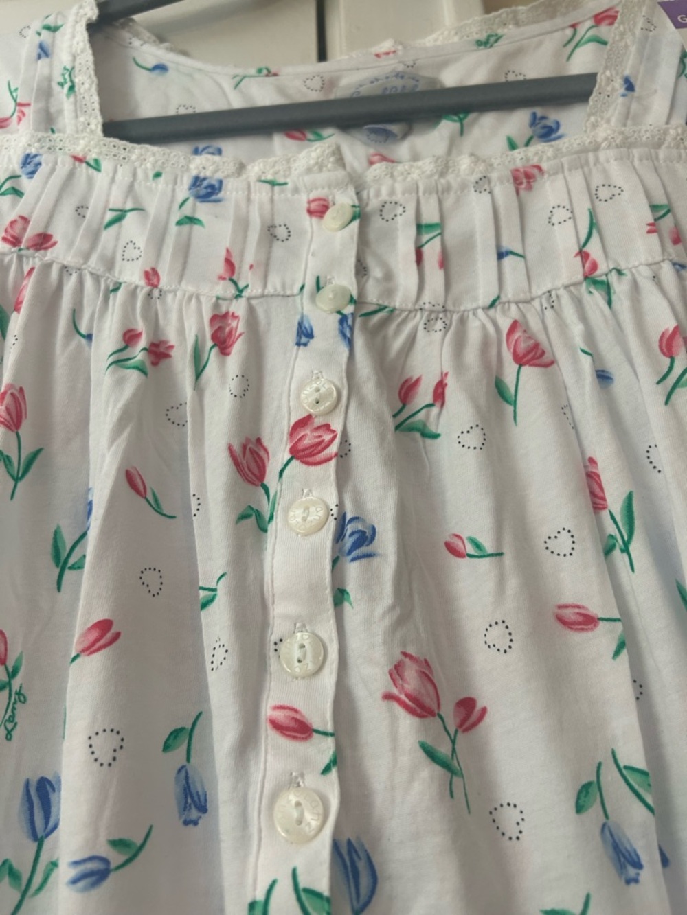 NEW Lanz of Salzburg White Floral Classic Cozy Cotton Nightgown NWOT - Picture 9 of 10